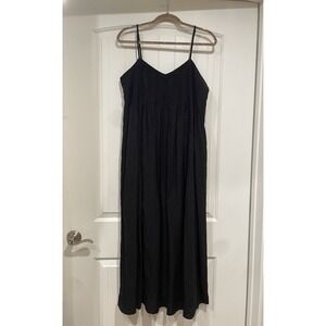 FUN2FUN Maxi Dress Black Striped Women's Size Large Adjustable Straps NEW